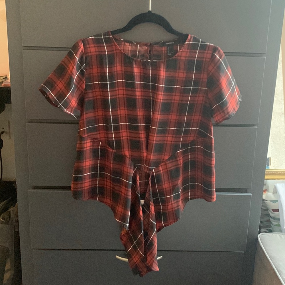 Rust & Black Plaid Top